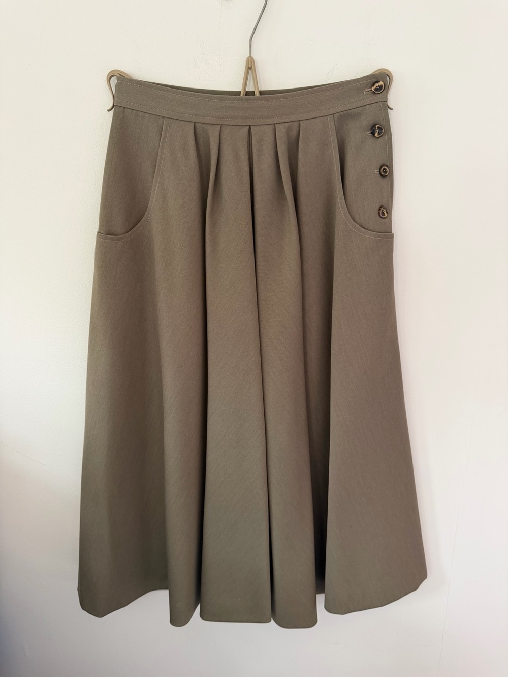 Classic brown/tan A-Line Skirt with Side Button Detail